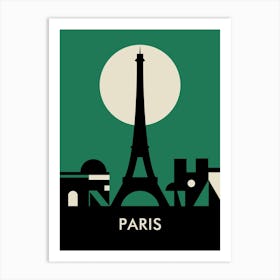 Paris Skyline Green Art Print