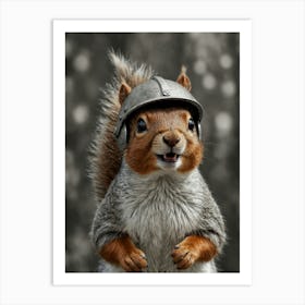 Squirrel In A Helmet 1 Art Print