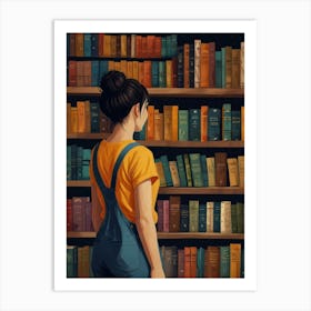 Girl In The Library Art Print