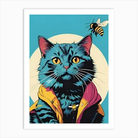 Cat With Bee Art Print