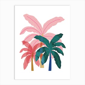 Trio Of Palms Pink Art Print