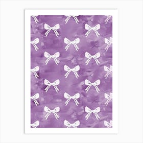 White And Purle Bows 2 Pattern Art Print