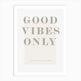 Good Vibes Only Typography Minimal Poster Print Art Lover Inspirational Love Art Print