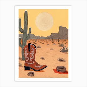 A Cowboy Boot In The Desert 3 Art Print