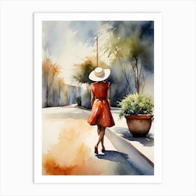 Woman In A Red Dress Art Print