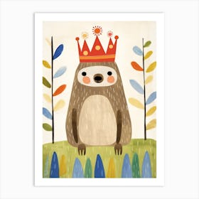 Little Sloth 2 Wearing A Crown Art Print