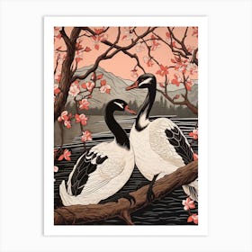 Art Nouveau Birds Poster Swan 3 Art Print