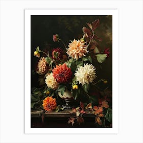 Baroque Floral Still Life Dahlia 4 Art Print
