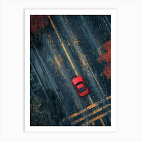 Car Driving In The Rain 3 Art Print