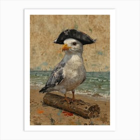 Seagull With Pirate Hat 1 Art Print