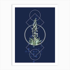 Vintage Persian Lily Botanical with Geometric Line Motif and Dot Pattern n.0129 Art Print