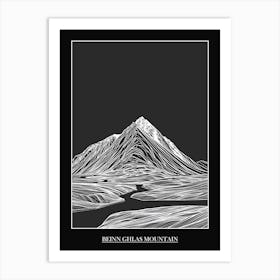 Beinn Ghlas Mountain Line Drawing 7 Poster Art Print