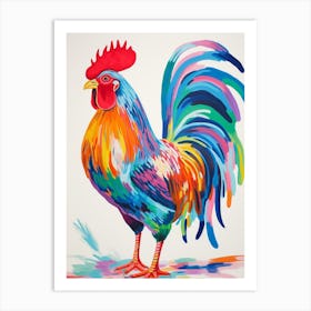 Colourful Bird Painting Rooster 3 Art Print