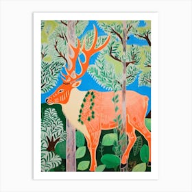 Maximalist Animal Painting Elk 3 Art Print
