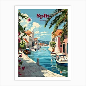 Split Croatia Summer Digital Travel Illustration Art Print