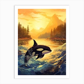 Orca Whale At Sunrise 1 Art Print