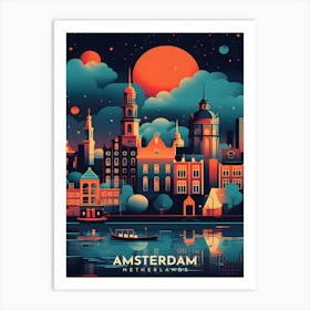 Amsterdam Netherlands Retro Travel Art Print