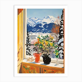 The Windowsill Of Interlaken   Switzerland Snow Inspired By Matisse 2 Art Print