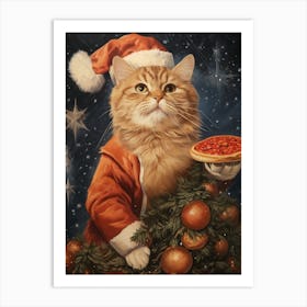 Santa Cat Art Print