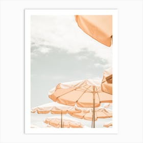 Peach Beach Umbrellas Art Print