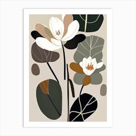 Bloodroot Wildflower Modern Muted Colours Art Print