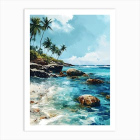 Tropical Beach With Palm Trees 1 Art Print