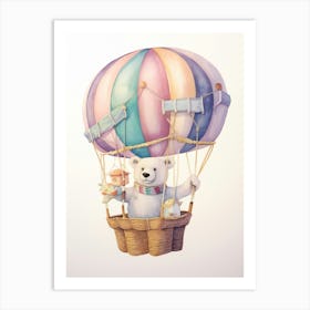 Baby Polar Bear 6 In A Hot Air Balloon Art Print