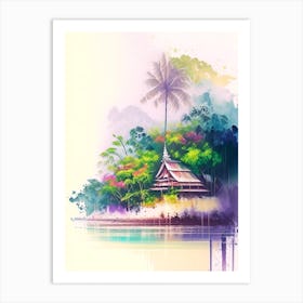 Chumphon Thailand Watercolour Pastel Tropical Destination Art Print