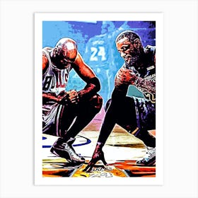 Chicago Bulls And Los Angeles Lakers Art Print