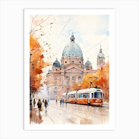 Helsinki Finland In Autumn Fall, Watercolour 3 Art Print