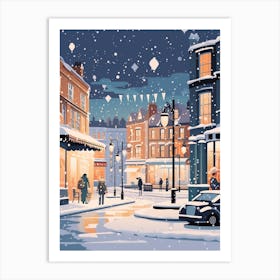 Winter Travel Night Illustration Newcastle United Kingdom 1 Art Print