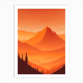 Misty Mountains Vertical Background In Orange Tone Art Print