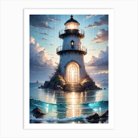 A Lighthouse In The Middle Of The Ocean 65 Art Print