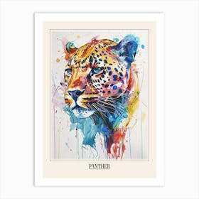 Panther Colourful Watercolour 3 Poster Art Print
