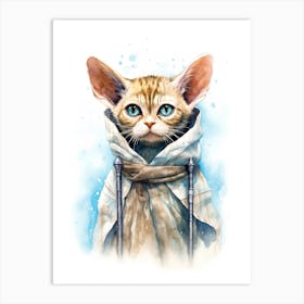 Devon Rex Cat As A Jedi 4 Art Print