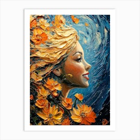 Woman With Flowers Art Print