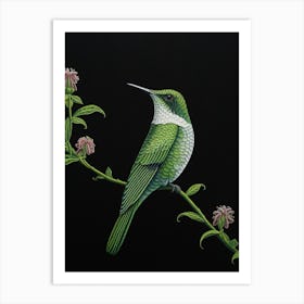 Ohara Koson Inspired Bird Painting Hummingbird 2 Art Print