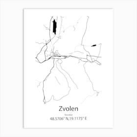 Zvolen,Slovakia Minimalist Map Art Print