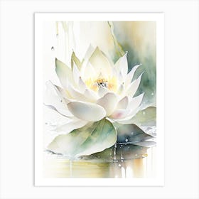 White Lotus Storybook Watercolour 1 Art Print