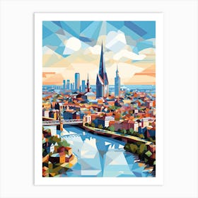 Frankfurt, Germany, Geometric Illustration 4 Art Print