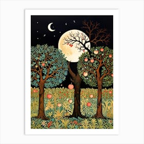 William Morris Moonlight In The Orchard Art Print