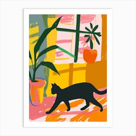 Cat Walking In Front Of Window Art Print