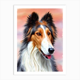 Borzoi 3 Watercolour Dog Art Print