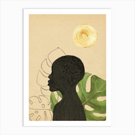 Silhouette Of African girl Art Print