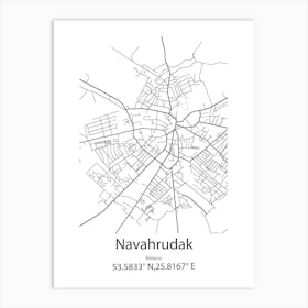 Navahrudak,Belarus Minimalist Map Art Print