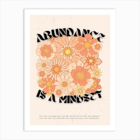 Abundance Is A Mindset Retro Quote Floral  Art Print