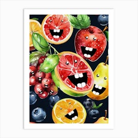 Happy Fruits Art Print