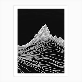 Geal Charn Alder Mountain Line Drawing 2 Art Print