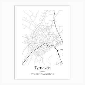 Tyrnavos,Greece Minimalist Map Art Print