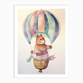 Baby Squirrel 4 In A Hot Air Balloon Art Print
